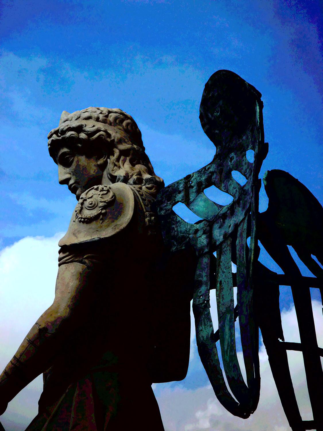 Angel at Castel Sant'Angelo #5 - - Photography becomes art - Making an angel - Angel at Castel Sant'Angelo - Rome, Italy - The archangel Michael decided to sheath his sword and stop killing Romans with plague--this statue by Raffaello da Montelupo (1504�1566) commemorates the end of an epidemic in 590. - Sony DSC-F707 - Tony Karp, design, art, photography, techno-impressionist, techno-impressionism, aerial photography , drone , drones , dji , mavic pro , video , 3D printing - Books -