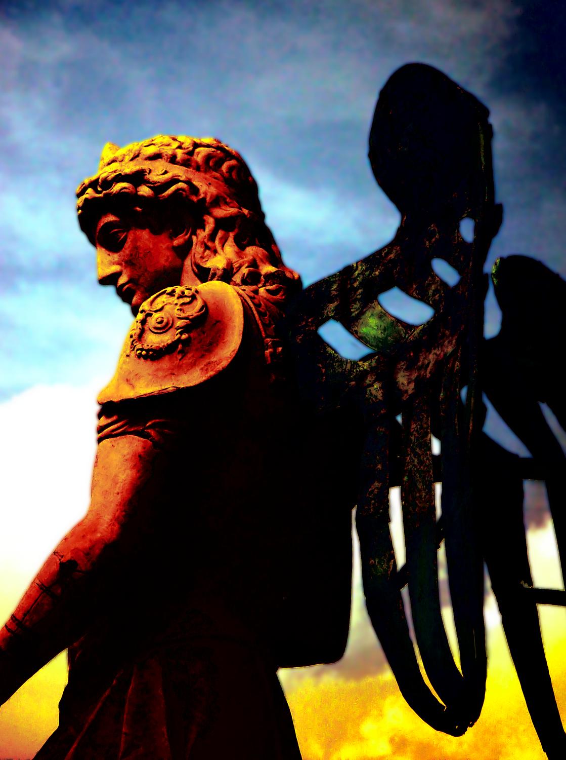 Angel at Castel Sant'Angelo #6 - - Photography becomes art - Making an angel - Angel at Castel Sant'Angelo - Rome, Italy - The archangel Michael decided to sheath his sword and stop killing Romans with plague--this statue by Raffaello da Montelupo (1504�1566) commemorates the end of an epidemic in 590. - Sony DSC-F707 - Tony Karp, design, art, photography, techno-impressionist, techno-impressionism, aerial photography , drone , drones , dji , mavic pro , video , 3D printing - Books -